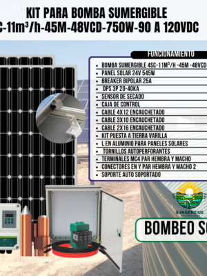KIT BOMBA SUMERGIBLE 4SC-11M³/H-45M-48VCD-750W-90 A 120VDC