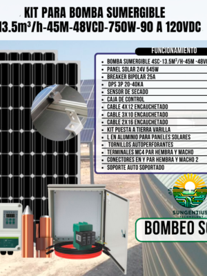 KIT BOMBA SUMERGIBLE 4SC-13.5M³/H-45M-48VCD-750W-90 A 120VDC
