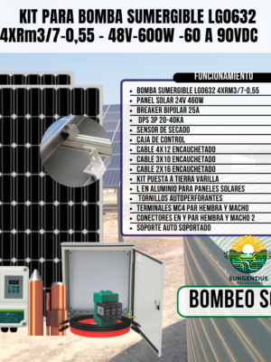 KIT BOMBA SUMERGIBLE LG0632 4XRM3/7-0,55-48V-600W-60 A 90VDC