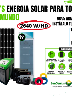 KIT REFRIGERADOR SOLAR PANORÁMICO VERTICAL 220 LTS