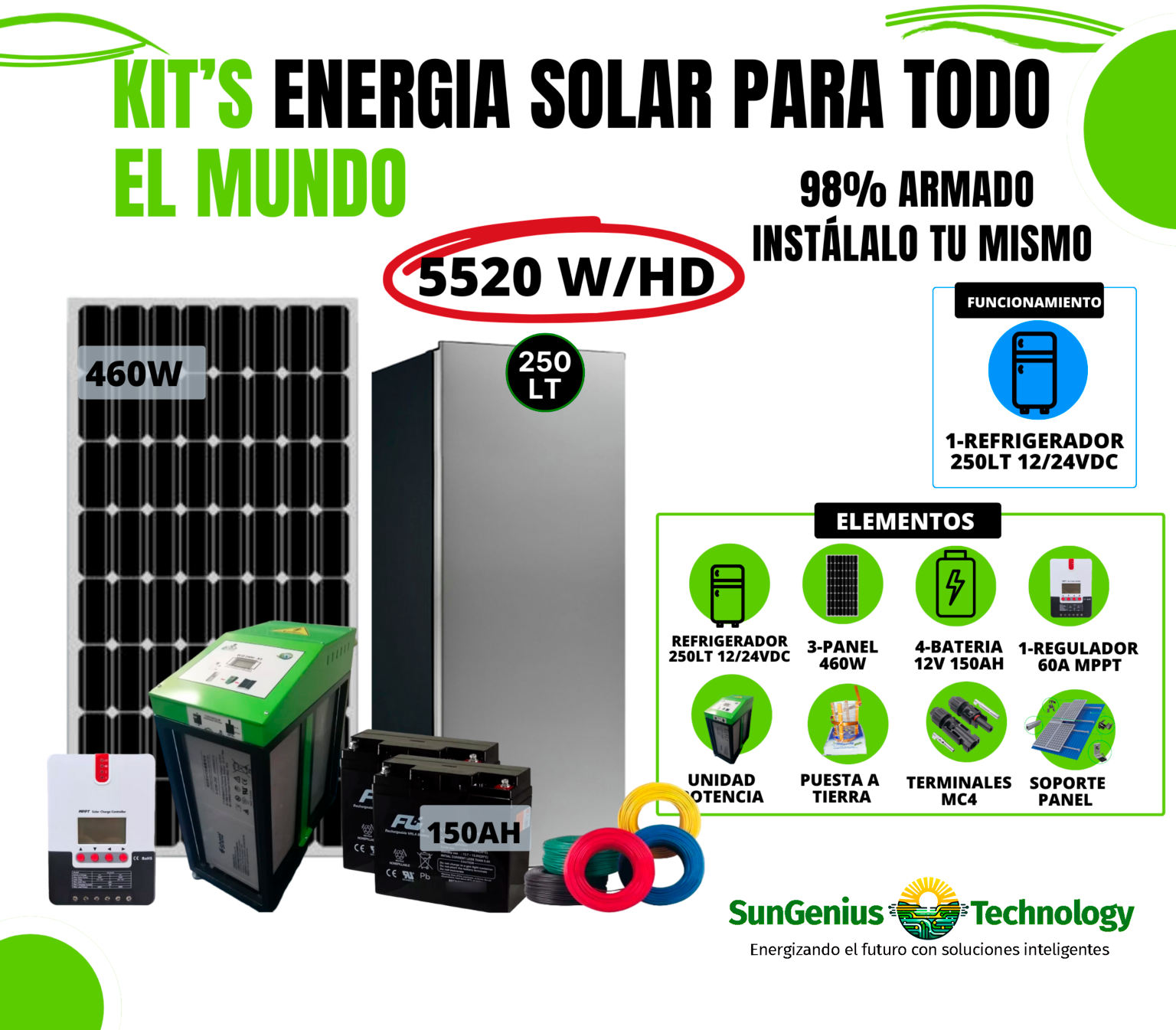 KIT CONGELADOR SOLAR VERTICAL 250 LT