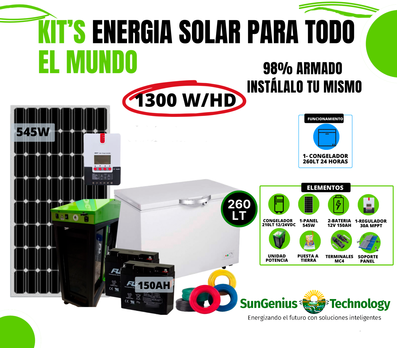 KIT CONGELADOR 260 LTS SOLAR 12/24VDC