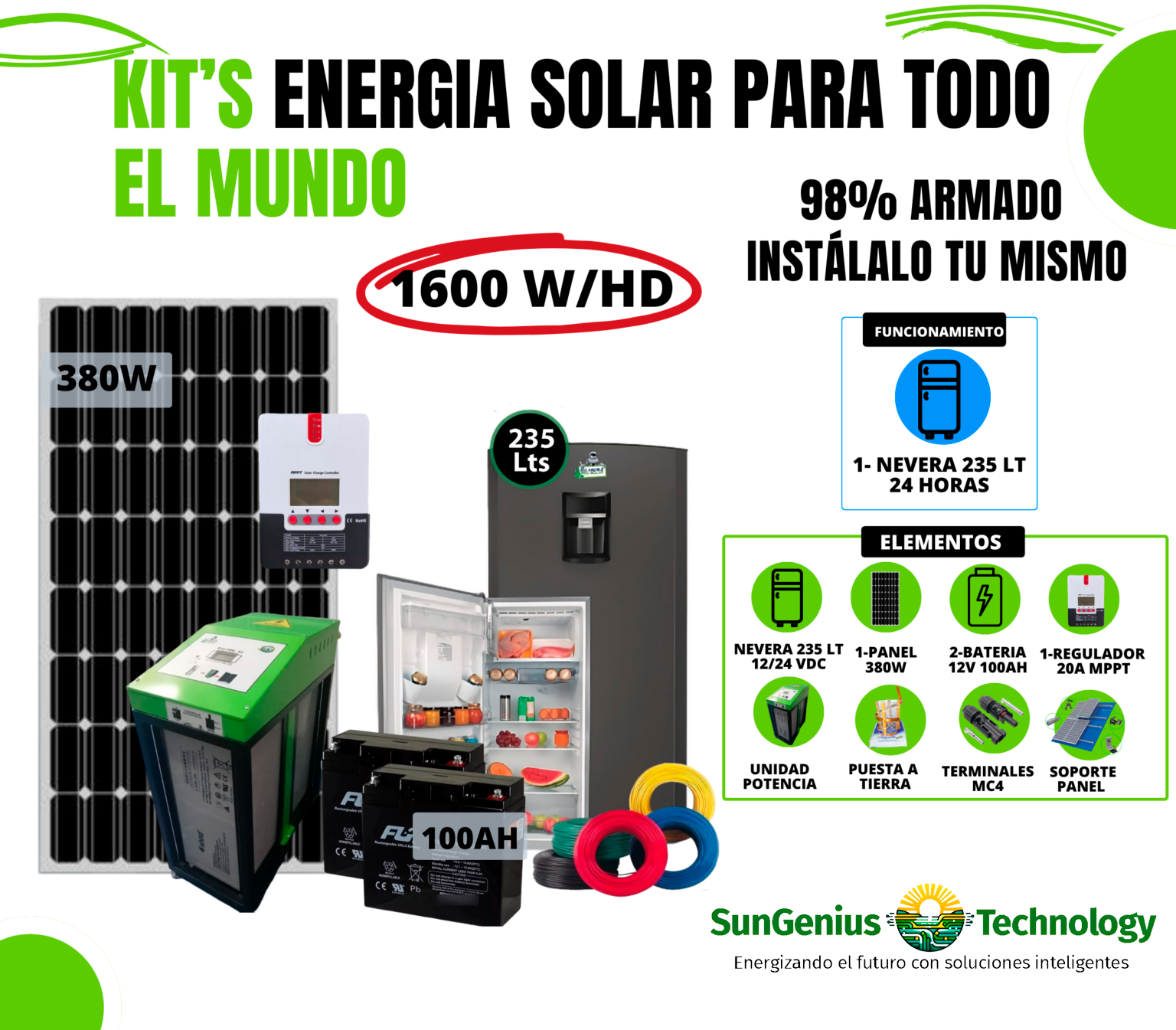 KIT NEVERA 235LTS SOLAR 12/24VDC