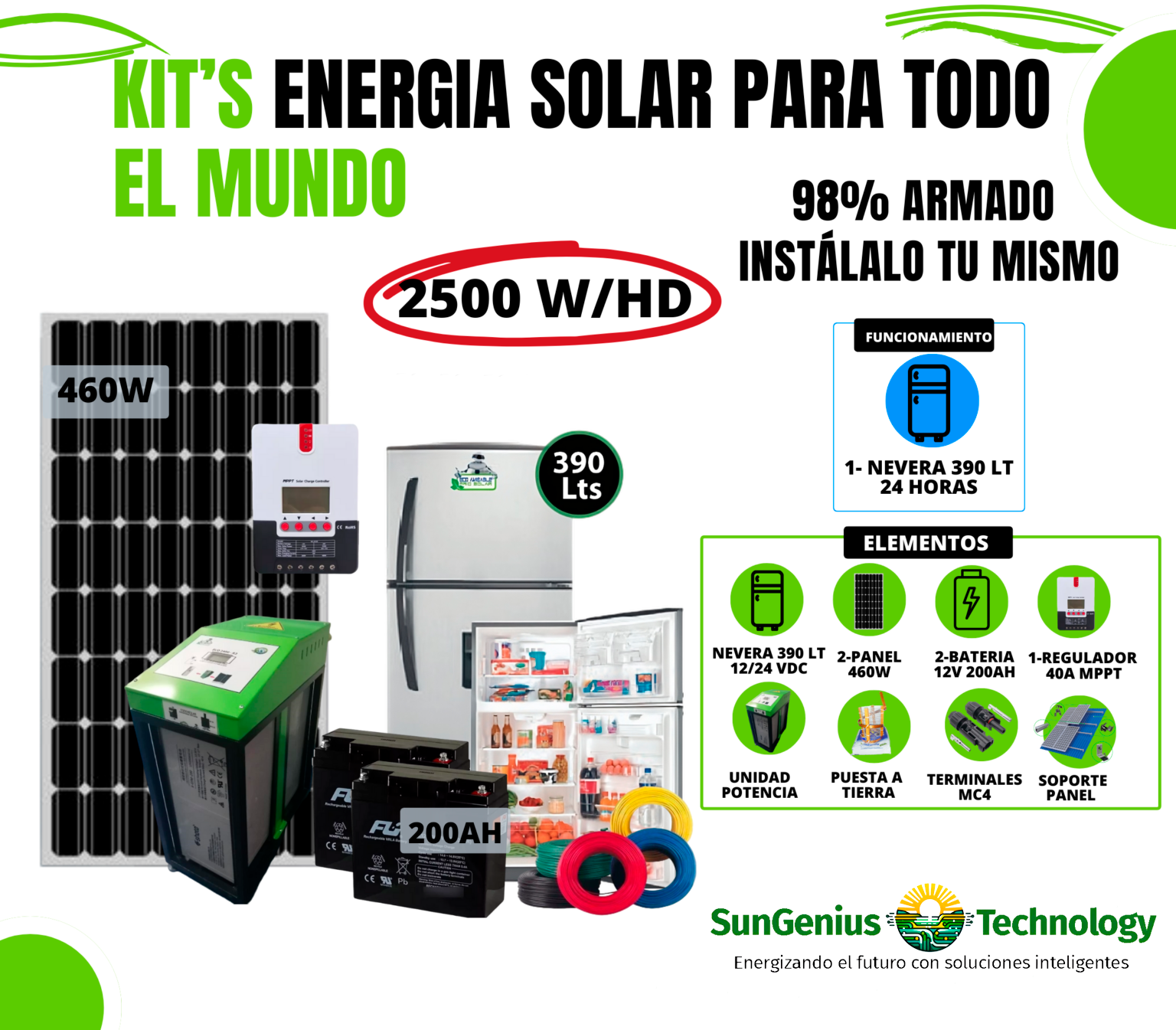 KIT NEVERA 390LTS SOLAR 12/24 VDC